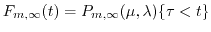 $\displaystyle P_0^{\infty}(\mu,\lambda
)=(\sum_{k=0}^{m-1} \frac {\rho^k}{ k!} +\frac {\rho^m}{(m-1)! (m-\rho)})^{-1}.$