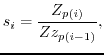 $\displaystyle z_{ij}=z_{i-1,j}\ s_{i}.$