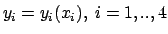 $y_i=y_i(x_i),\ i=1,..,4$