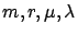 $m,r,\mu,\lambda$