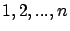 $1,2,...,n$