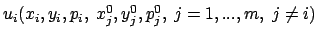 $u_i(x_i, y_i,p_i,\ x_j^0,y_j^0,p_j^0,
\ j=1, ... ,m, \ j \not=i )$