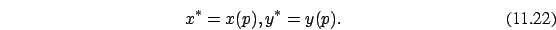 \begin{eqnarray}x^*=x(p), y^*=y(p).
\end{eqnarray}