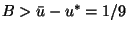 $B > \bar{u}-u^*=1/9$