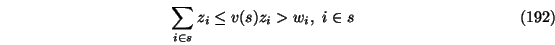 \begin{eqnarray}\sum_{i \in s} z_i \le v(s)
z_i > w_i, \ i \in s
\end{eqnarray}