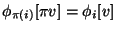 $\phi_{\pi(i)}[\pi v]=\phi_i[v]$