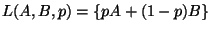 $L(A,B,p)=\{pA+(1-p)B\}$