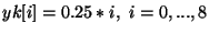 $yk[i]=0.25*i,\
i=0,...,8$
