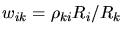 $w_{ik}=\rho_{ki}
R_i/R_k$